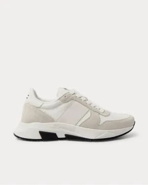 Jagga Leather-Trimmed Suede and Mesh  White low top sneakers