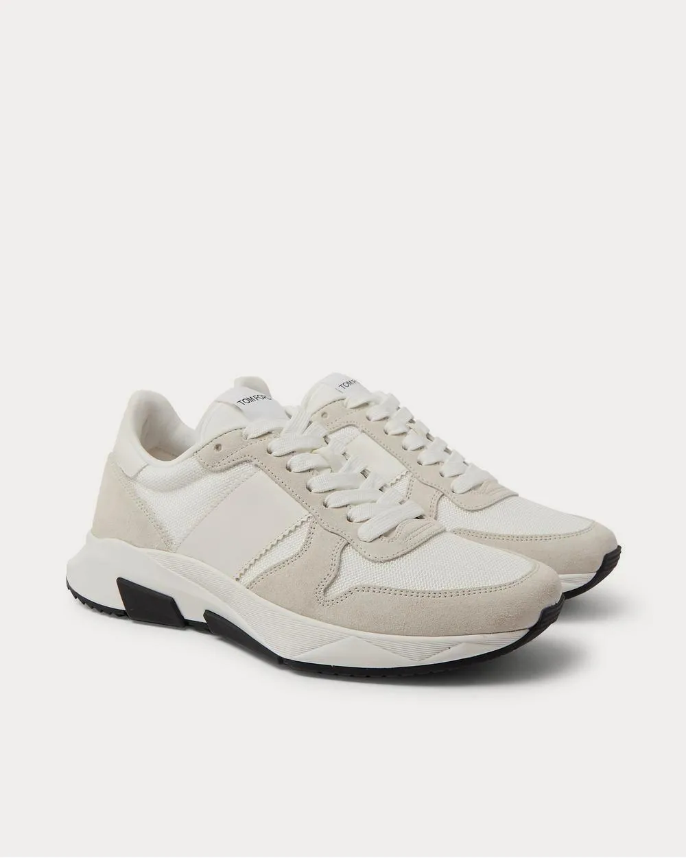 Jagga Leather-Trimmed Suede and Mesh  White low top sneakers