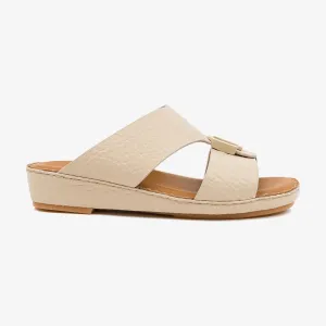 KIDS TIMELESS UNLINED HAMMERED DAVINCI ARABIC SANDALS BEIGE