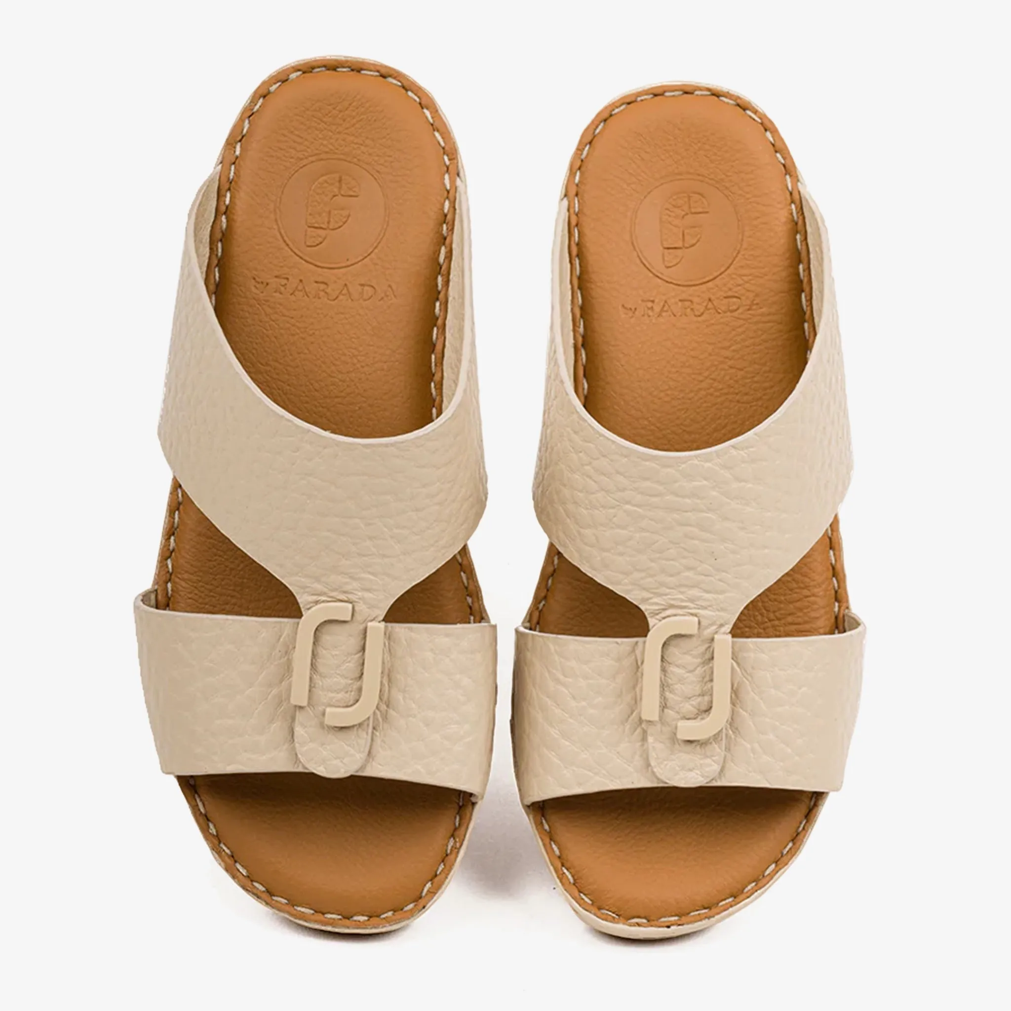 KIDS TIMELESS UNLINED HAMMERED DAVINCI ARABIC SANDALS BEIGE