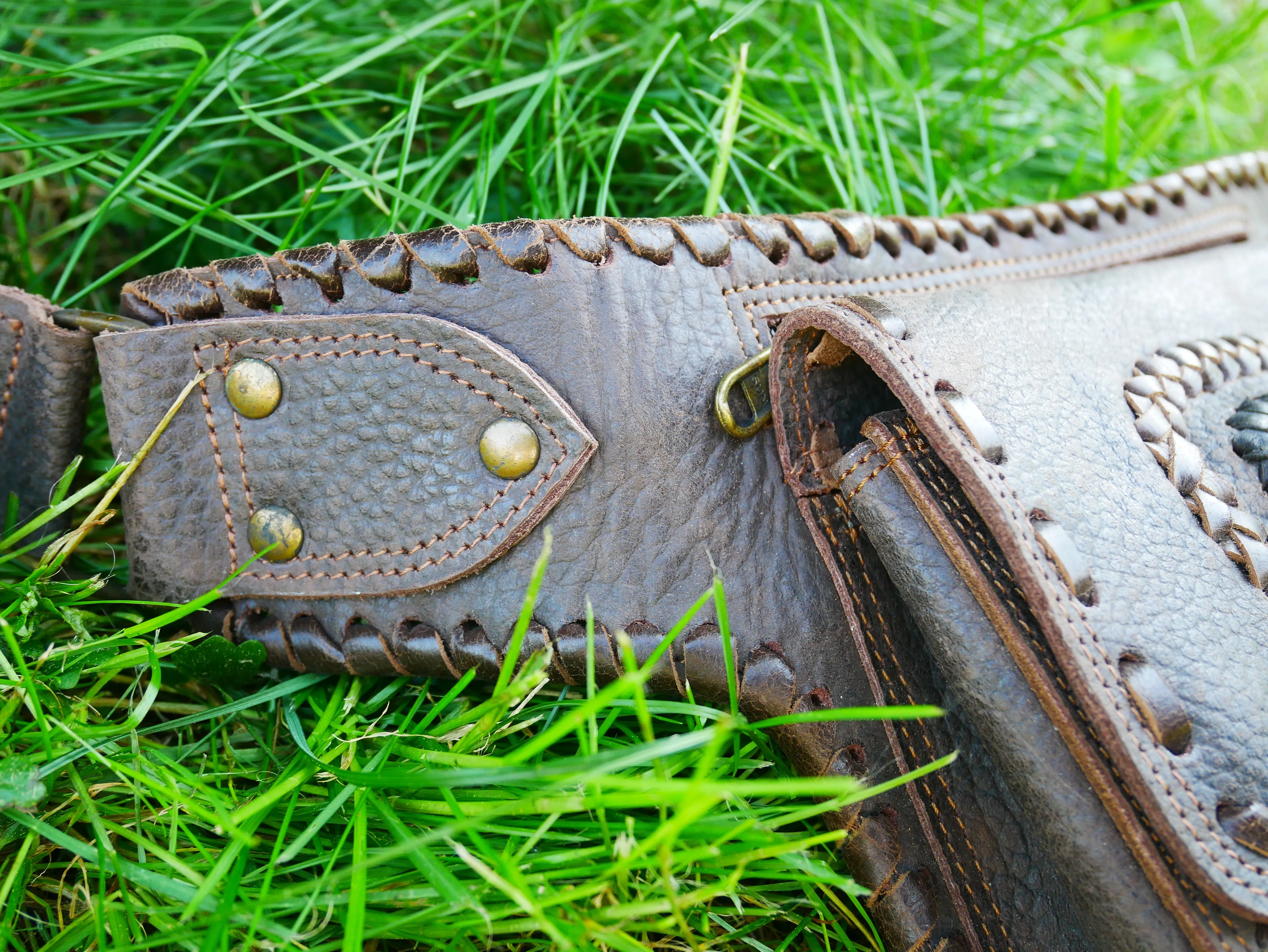 Leather belt bag - waist bag with Labradorite stone perfect for your next festival