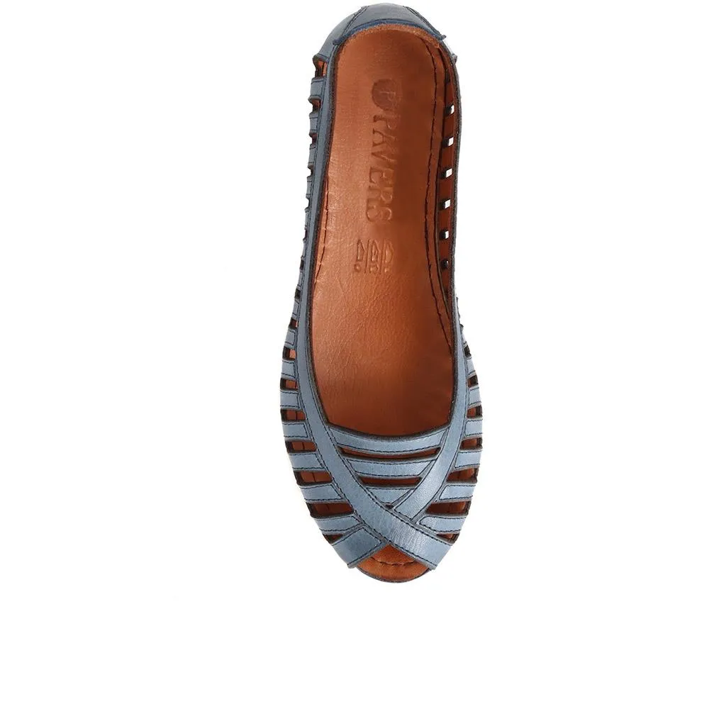 Leather Open-Toe Ballet Flats - KARY39019 / 325 502