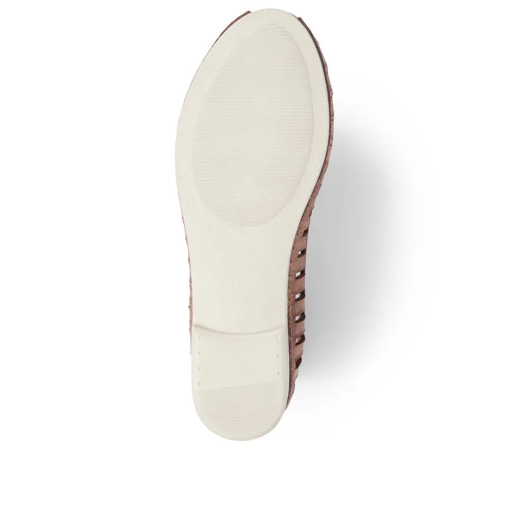 Leather Open-Toe Ballet Flats - KARY39019 / 325 502