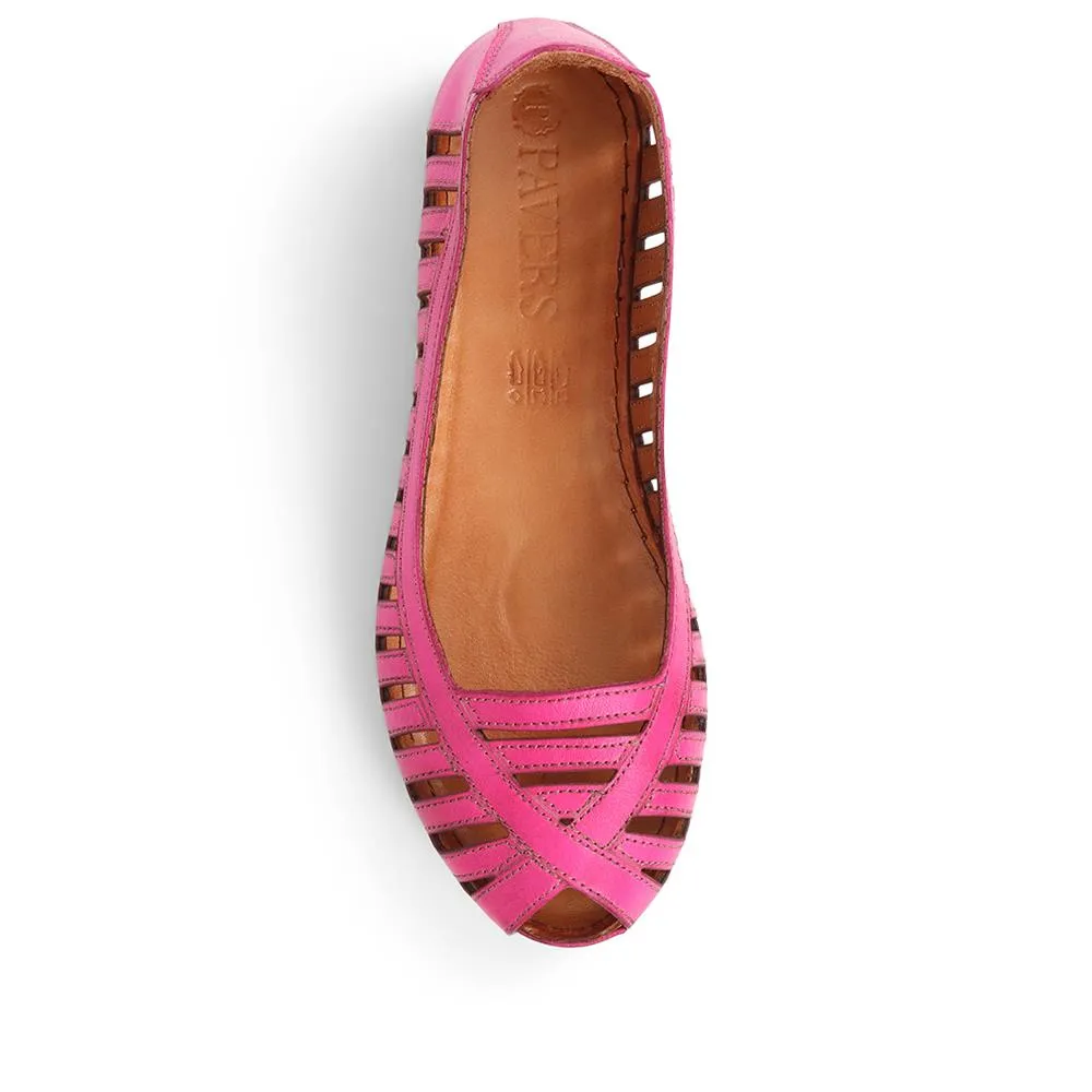 Leather Open-Toe Ballet Flats - KARY39019 / 325 502