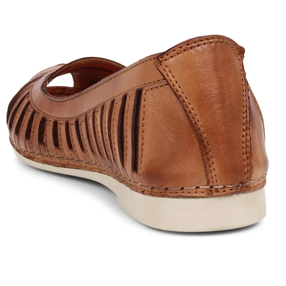 Leather Open-Toe Ballet Flats - KARY39019 / 325 502