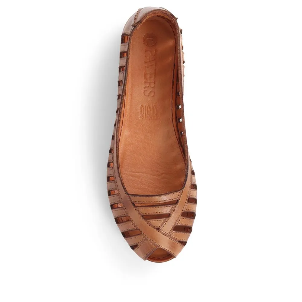 Leather Open-Toe Ballet Flats - KARY39019 / 325 502