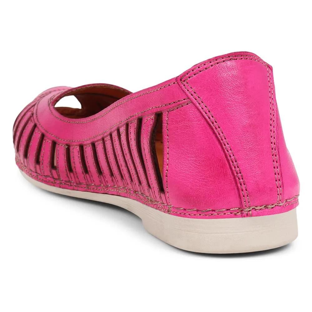 Leather Open-Toe Ballet Flats - KARY39019 / 325 502