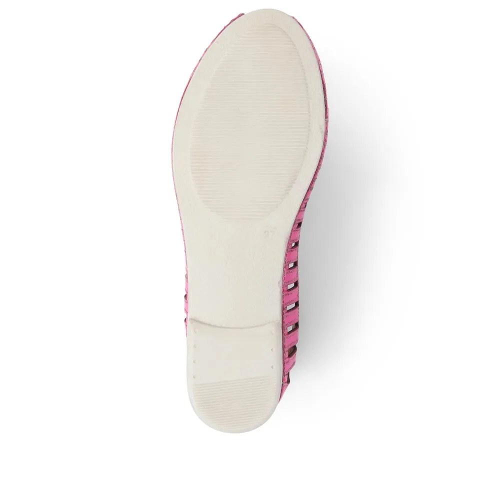 Leather Open-Toe Ballet Flats - KARY39019 / 325 502