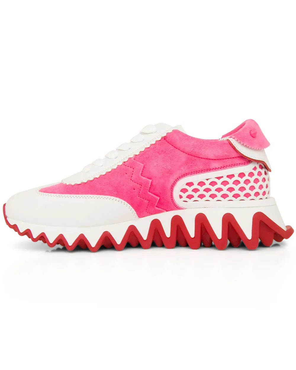 Loubishark Sneaker in Pink and White