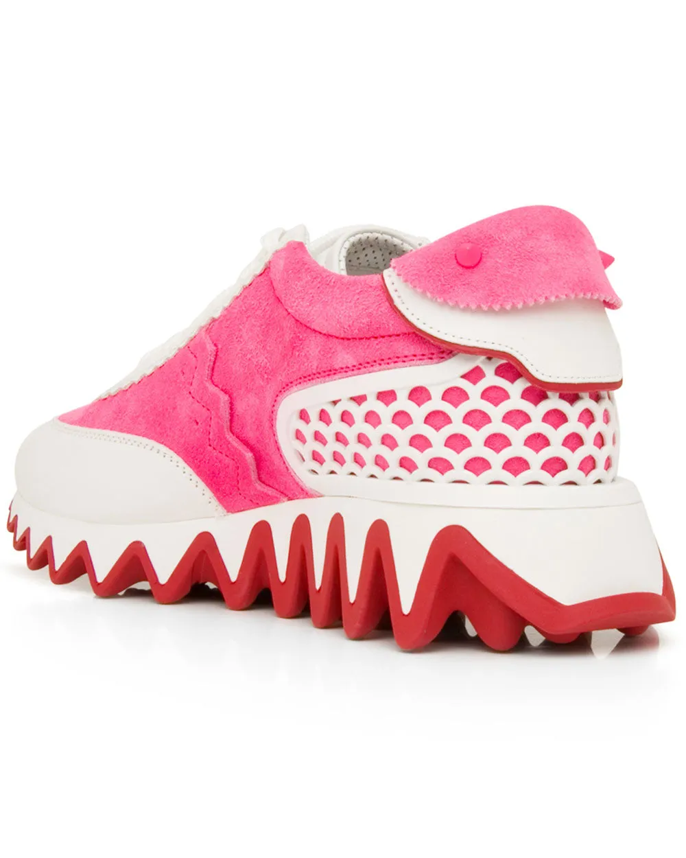 Loubishark Sneaker in Pink and White