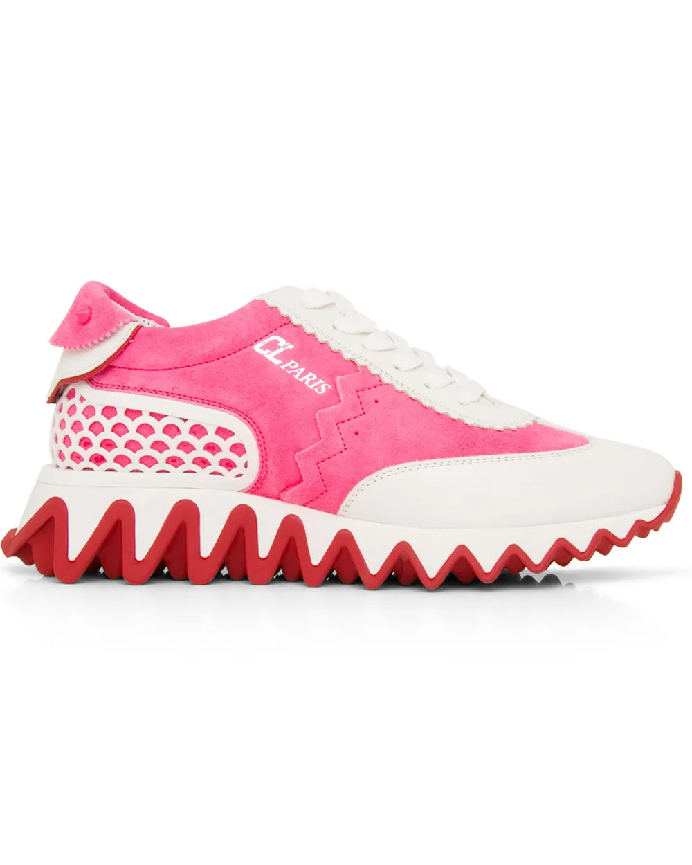 Loubishark Sneaker in Pink and White
