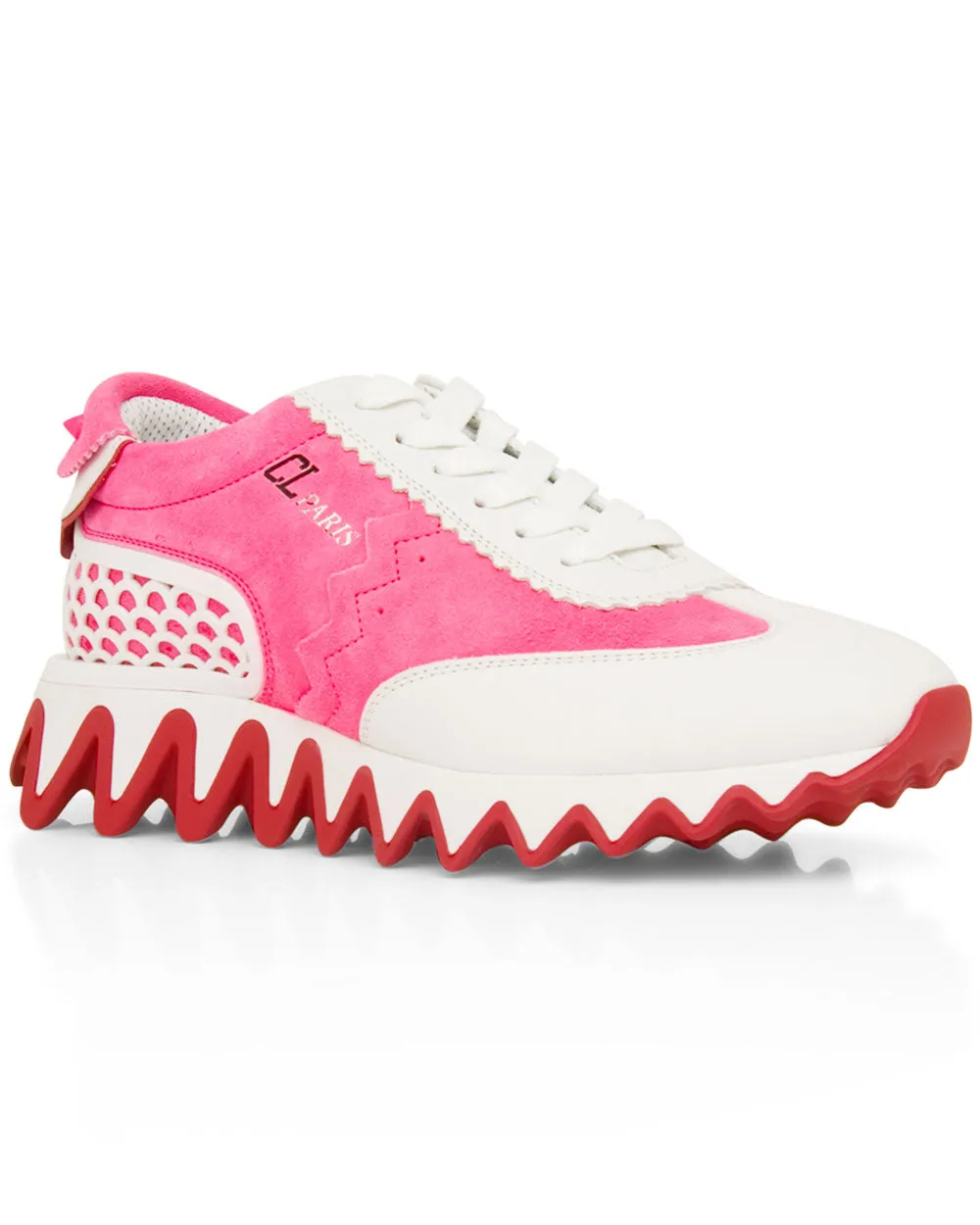 Loubishark Sneaker in Pink and White