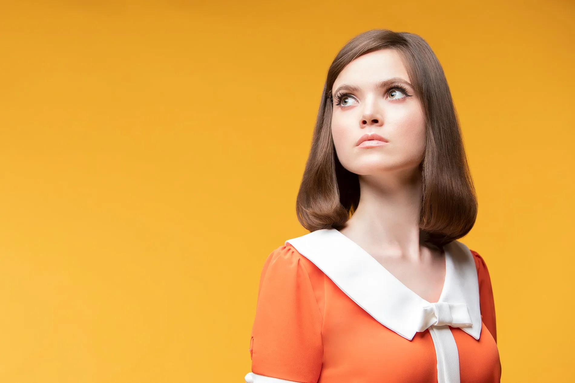 MARMALADE 60s Style Dress with Collar and Bow in Yellow: SIZE S