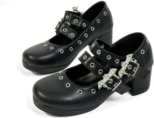 Mary Jane Heels for Women Bow Lolita Platform High Heels Kawaii Shoes Dress Round Toe Pumps