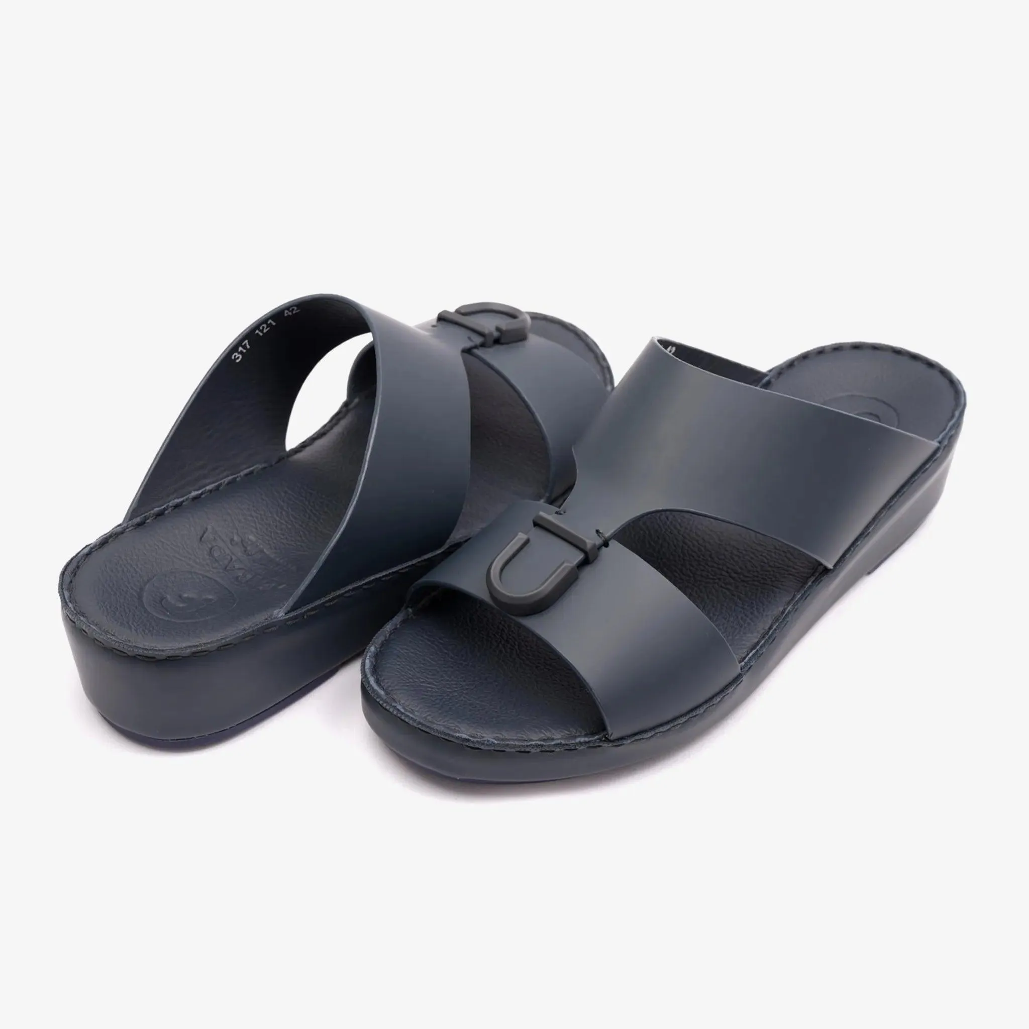 MATTE BERNINI CLASSIC ARABIC LEATHER SANDALS NAVY