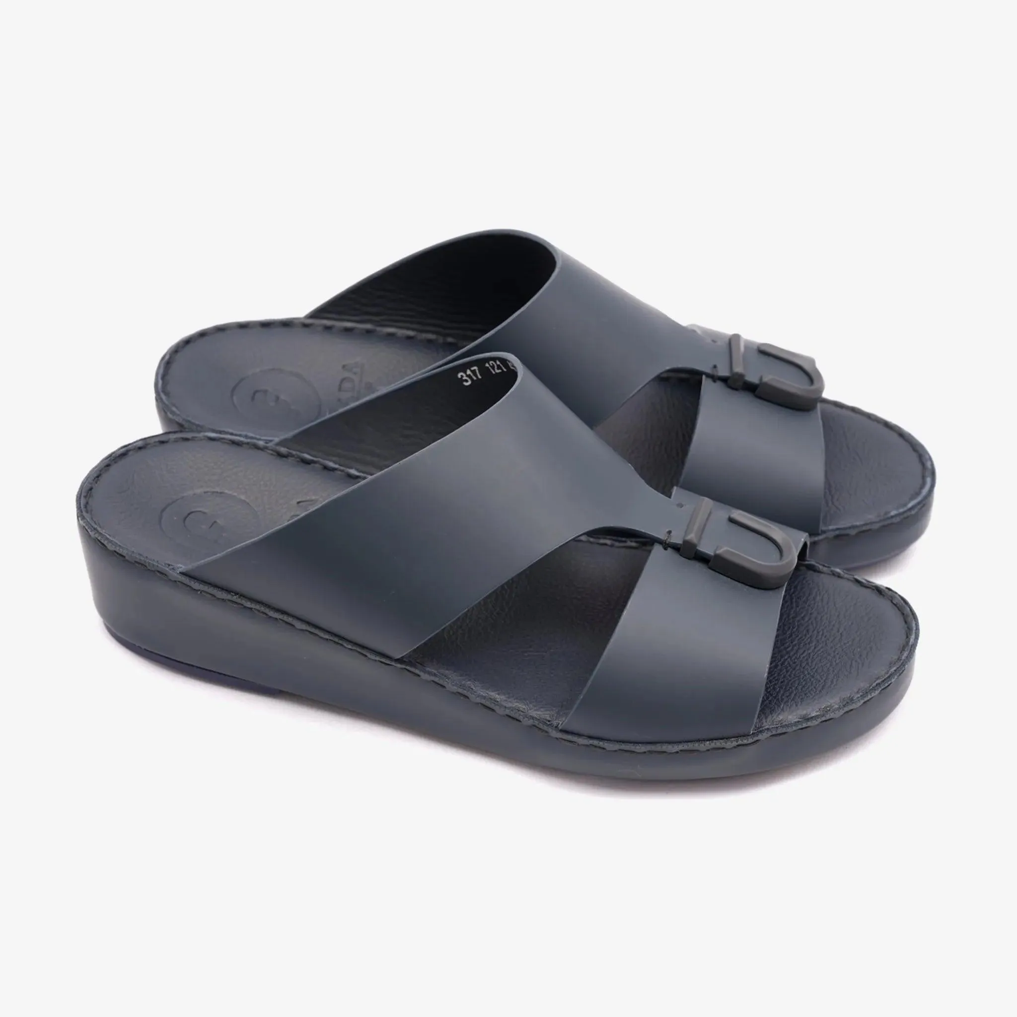 MATTE BERNINI CLASSIC ARABIC LEATHER SANDALS NAVY