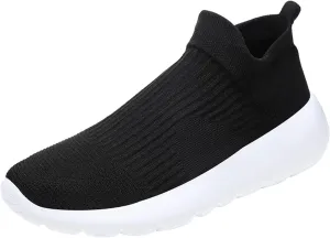 Men's High Top Sock Shoes Summer Mesh Breathable Sneakers Comfortable Solid Slip On Sneakers Labor Work Shoes