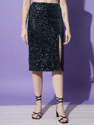 Mint Blue Sequin Party Skirt