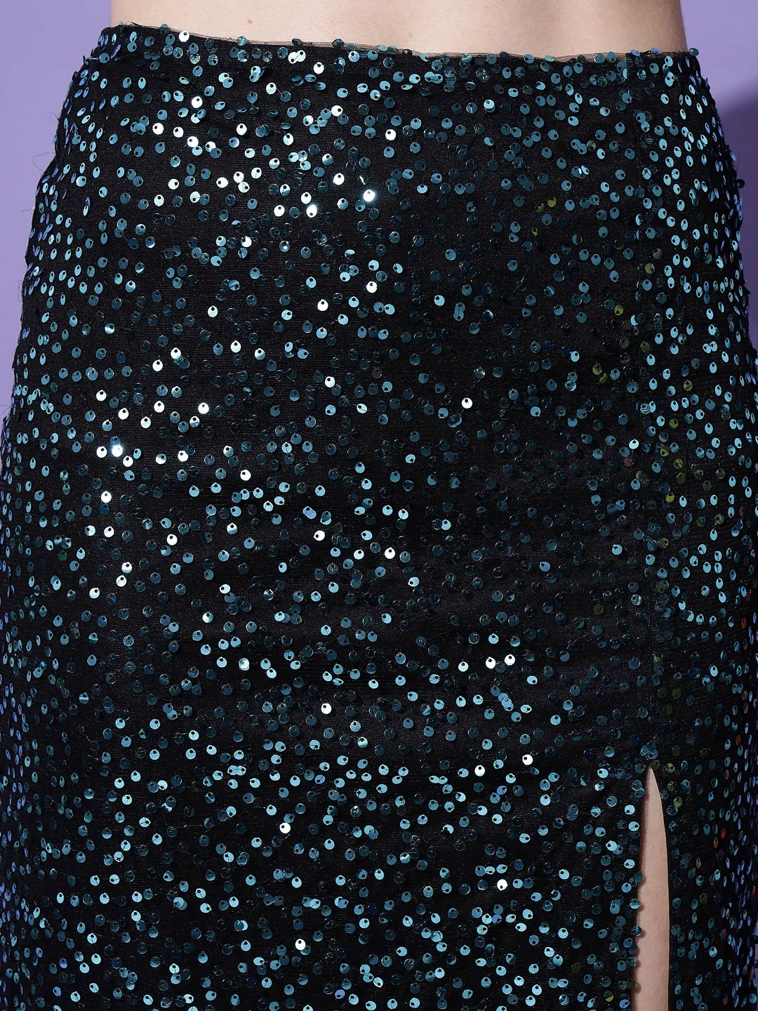Mint Blue Sequin Party Skirt