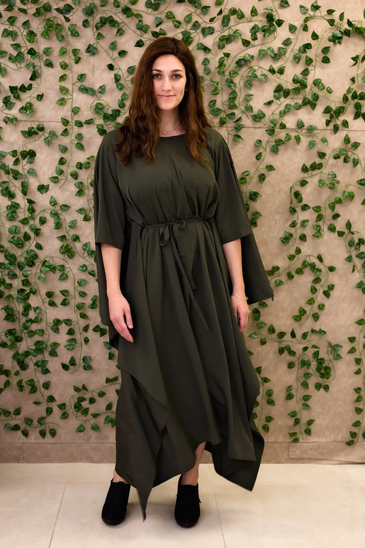 Momo Dress - Olive Crepe