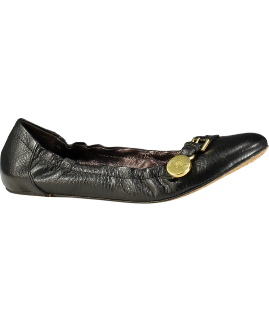 Mulberry Black Bayswater Ballerina Leather Pumps UK 7 EU 40 