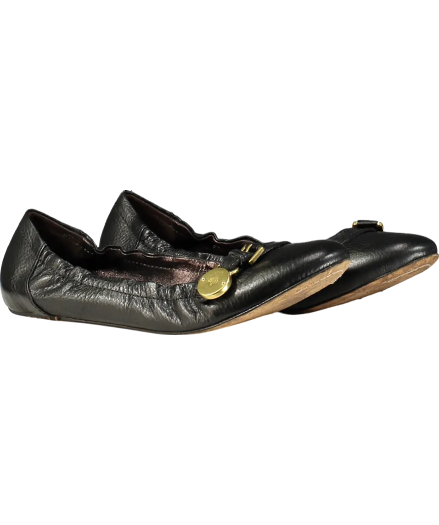 Mulberry Black Bayswater Ballerina Leather Pumps UK 7 EU 40 