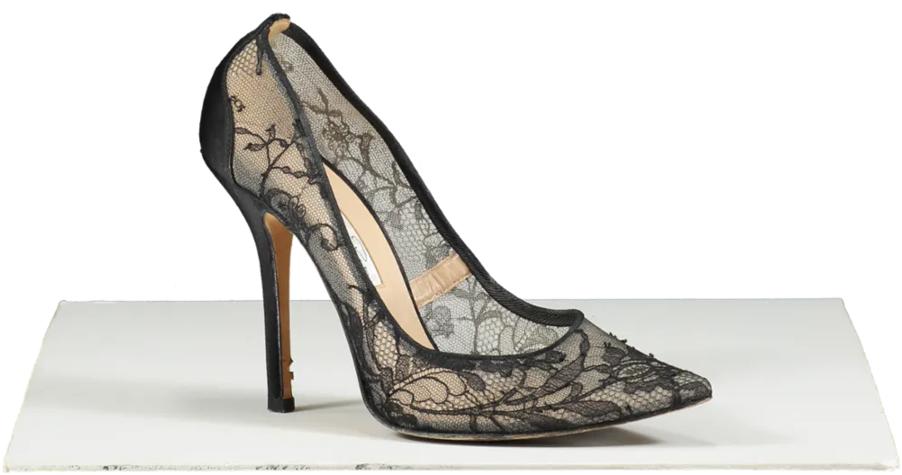Oscar de la Renta Black Bridget Lace-mesh Pumps UK 5 EU 38 