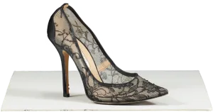 Oscar de la Renta Black Bridget Lace-mesh Pumps UK 5 EU 38 