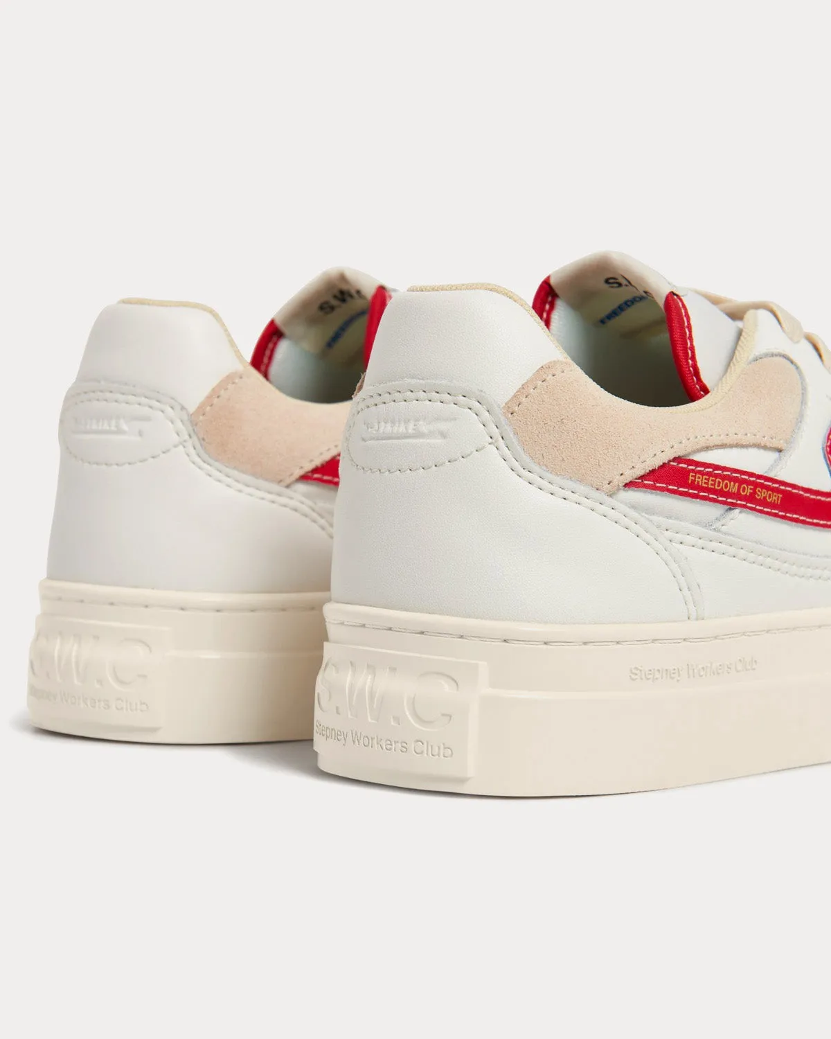 Pearl S-Strike Leather White / Red Low Top Sneakers