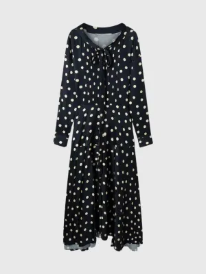 Polka Dot Maxi Dress - Black/Cream