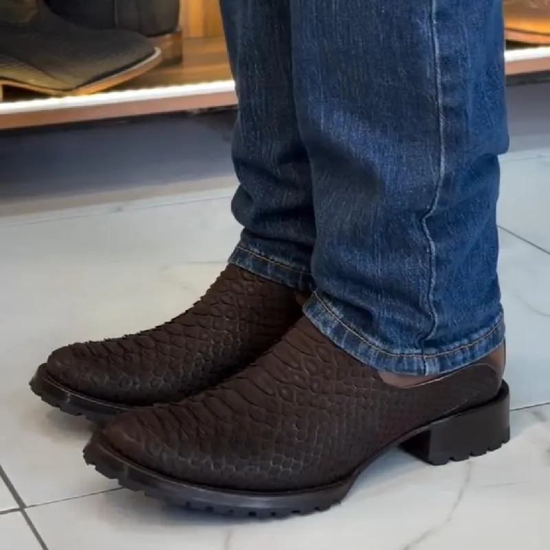 Python Brown Ankle Boots