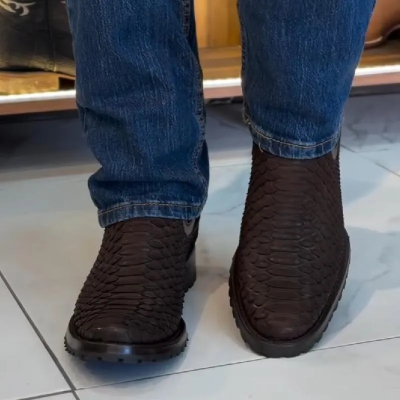 Python Brown Ankle Boots