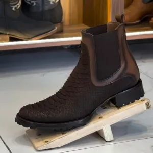 Python Brown Ankle Boots