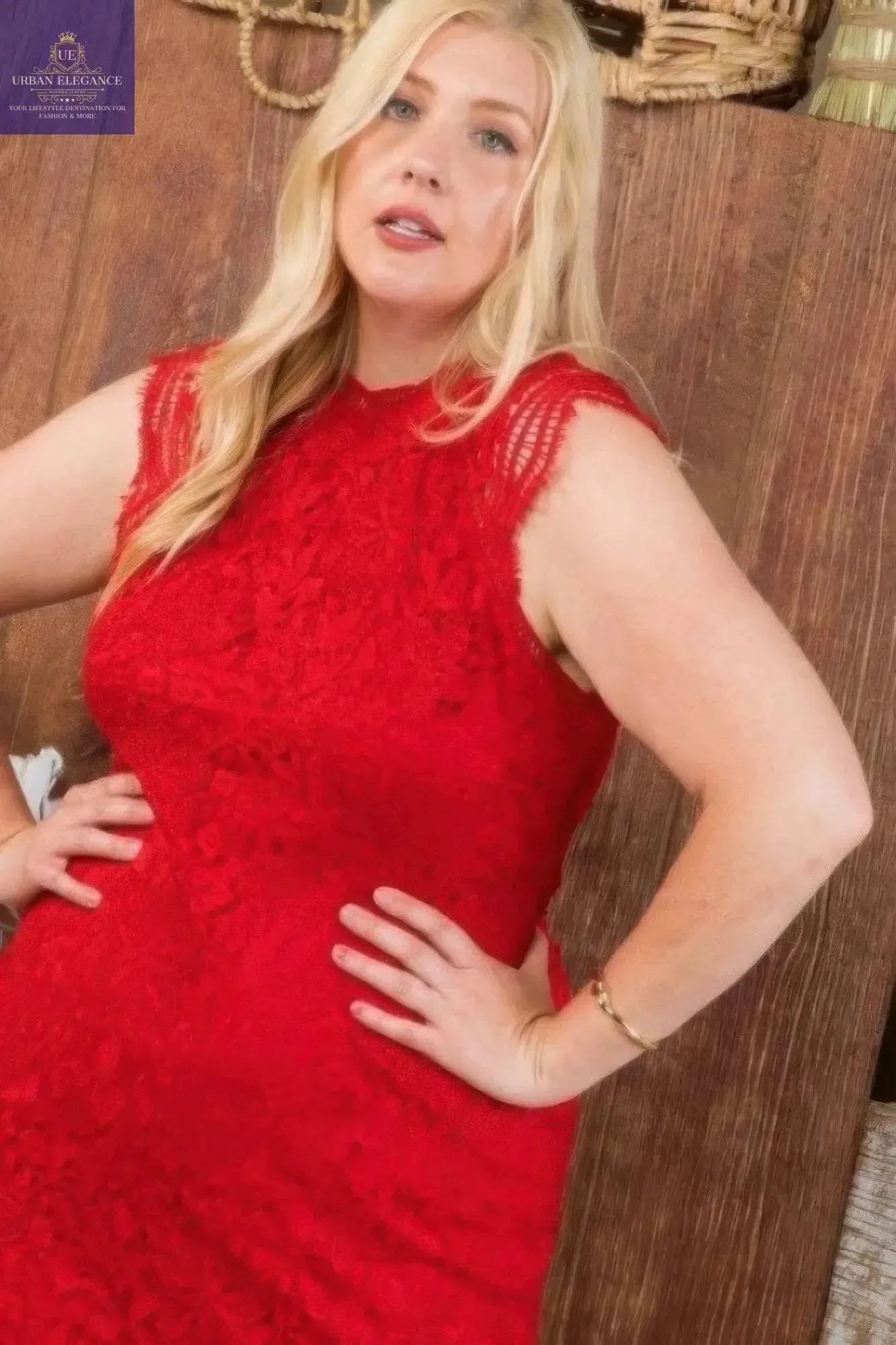 Red Lace Crochet Mini Dress