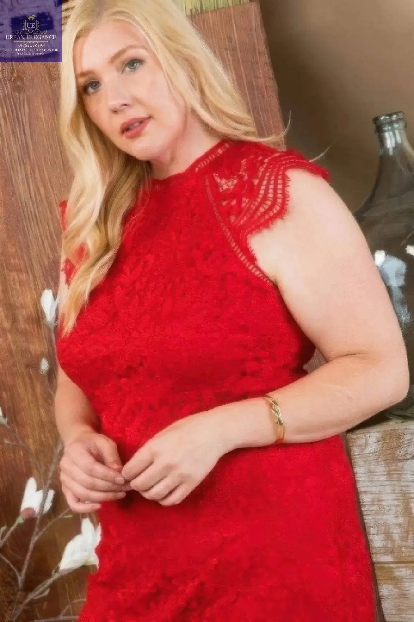 Red Lace Crochet Mini Dress