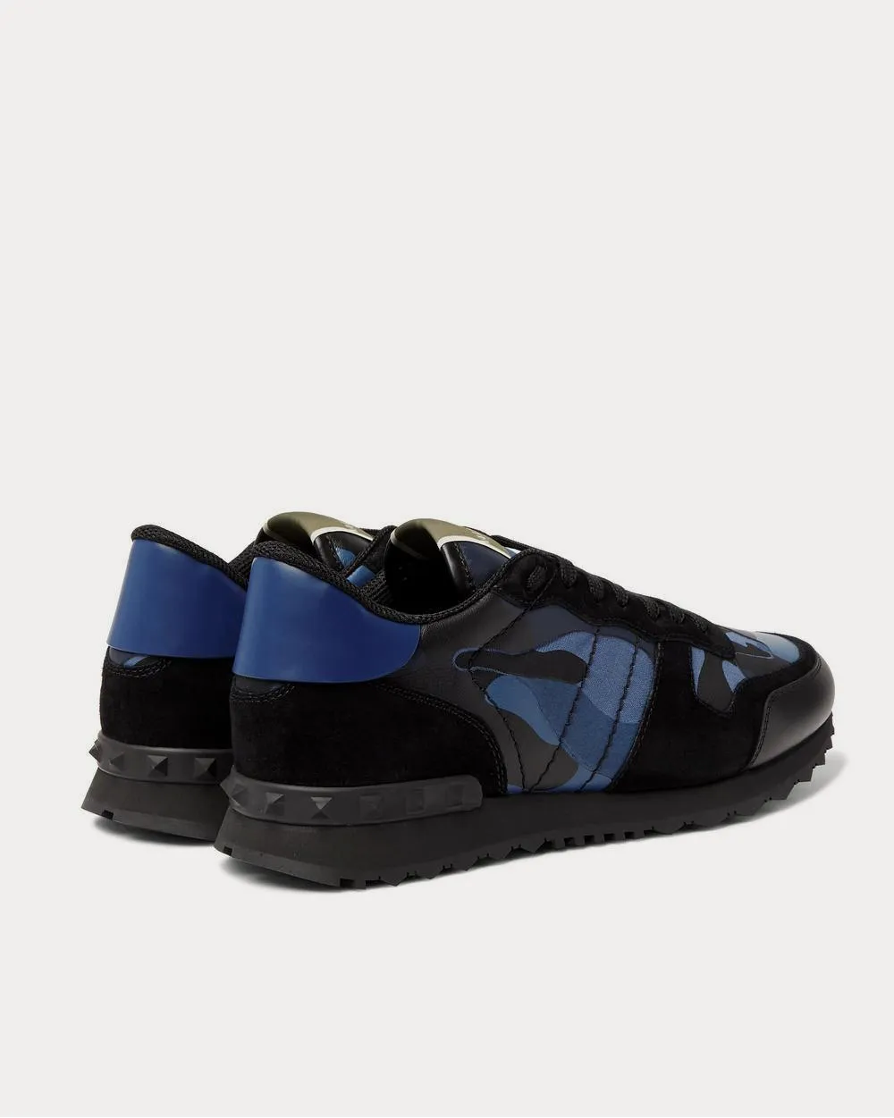 Rockrunner Camouflage-Print Canvas, Leather and Suede  Blue low top sneakers
