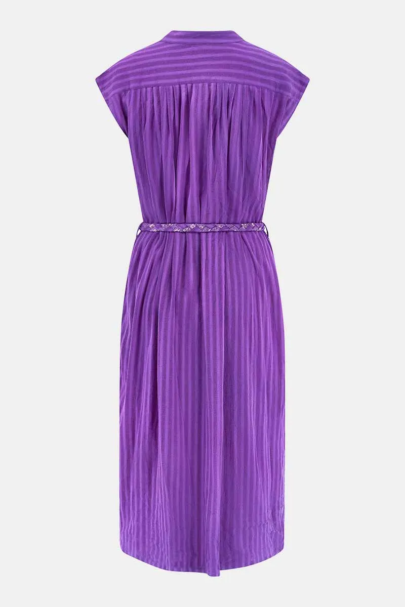 Samantha Purple Cotton Dobby Dress