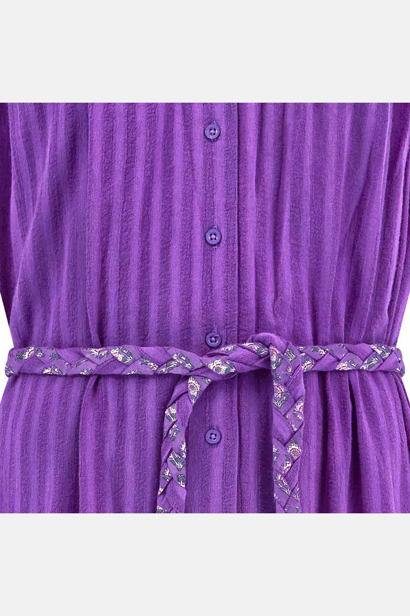 Samantha Purple Cotton Dobby Dress