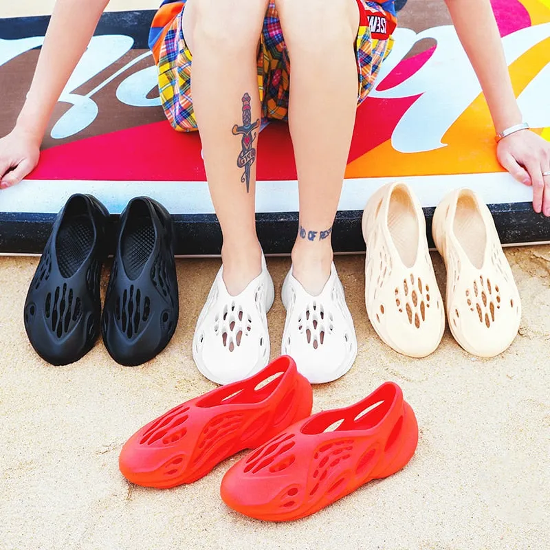 Summer Sandals Holes Sandals Hollow Breathable Flip Flops Outdoor Beach Slippers Roman Shoes