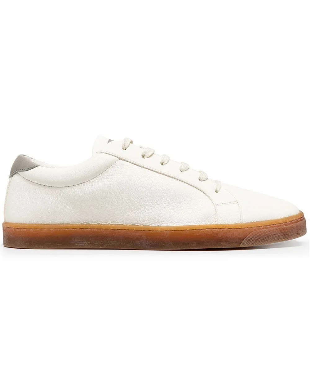 White Leather Low Top Deconstructed Sneaker