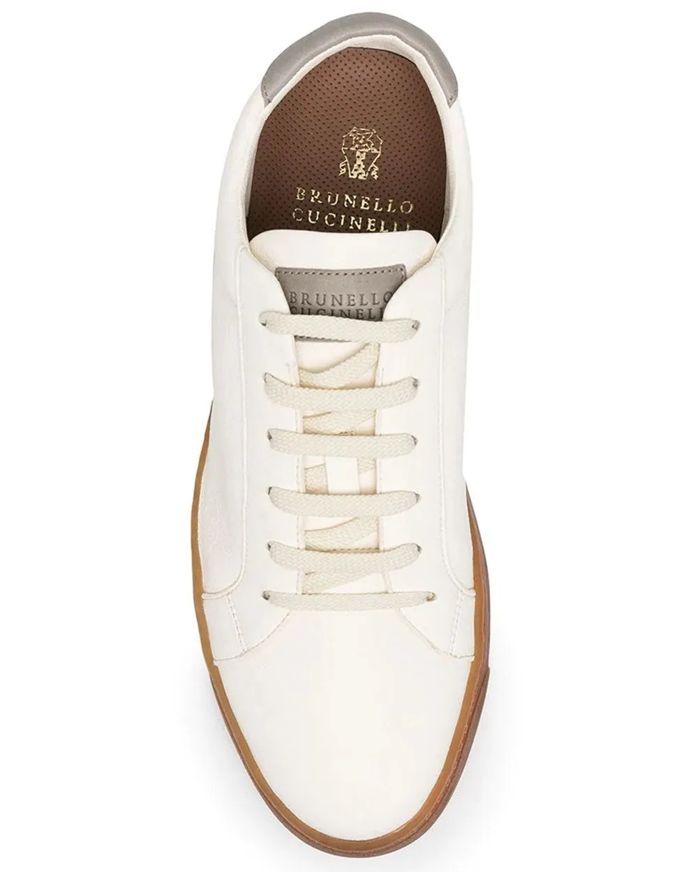 White Leather Low Top Deconstructed Sneaker